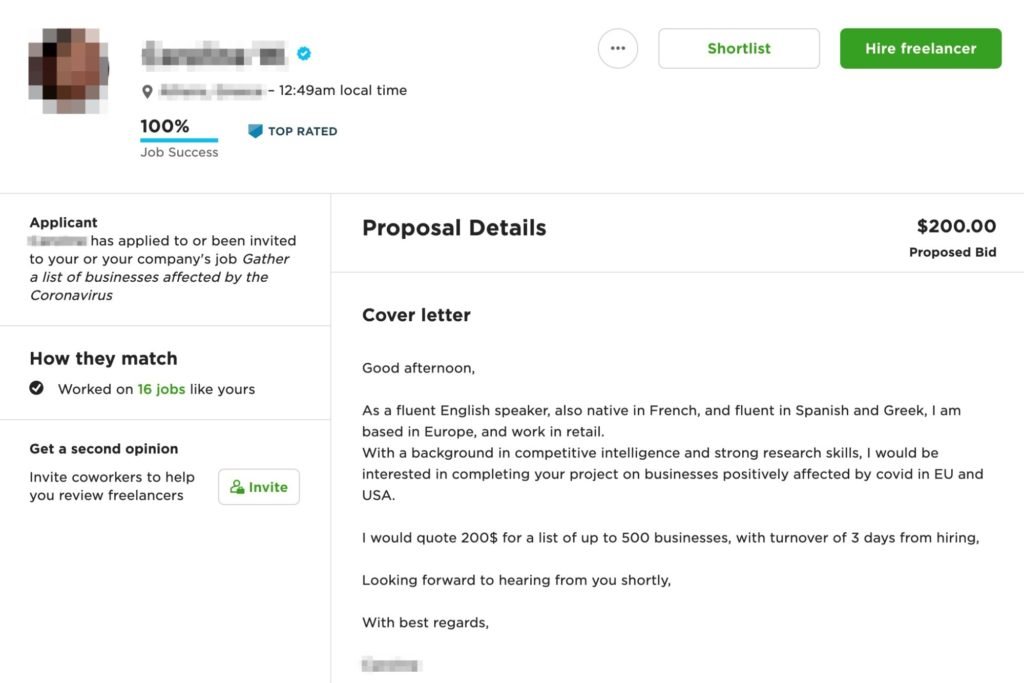 what to write in cover letter for upwork