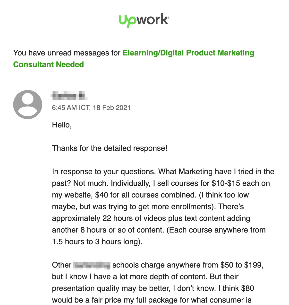 cover letter for upwork project